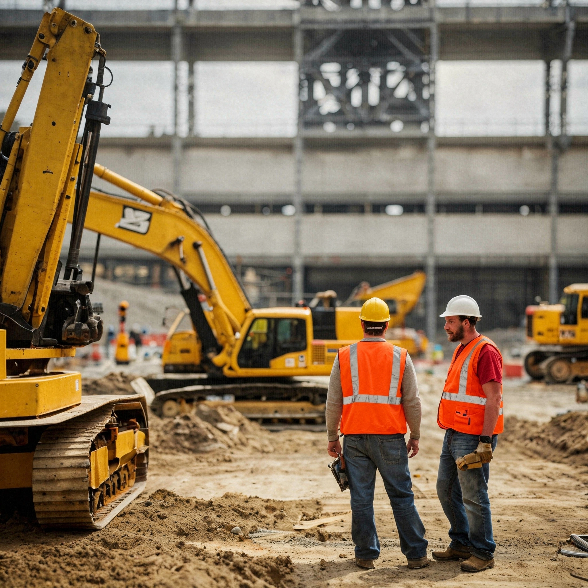 Excavation Pro LA experienced excavation contractor standing in front of heavy equipment on a Los Angeles work site
